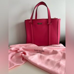 Fuschia Kate Spade Tote with Gold Zippers and Detailing